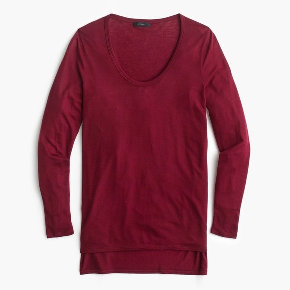J. Crew Drapey scoopneck long-sleeve T-shirt - Picture 1 of 6